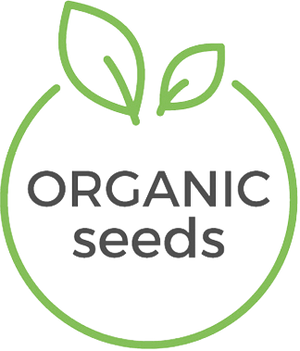 Organic seeds badge with leaf icon